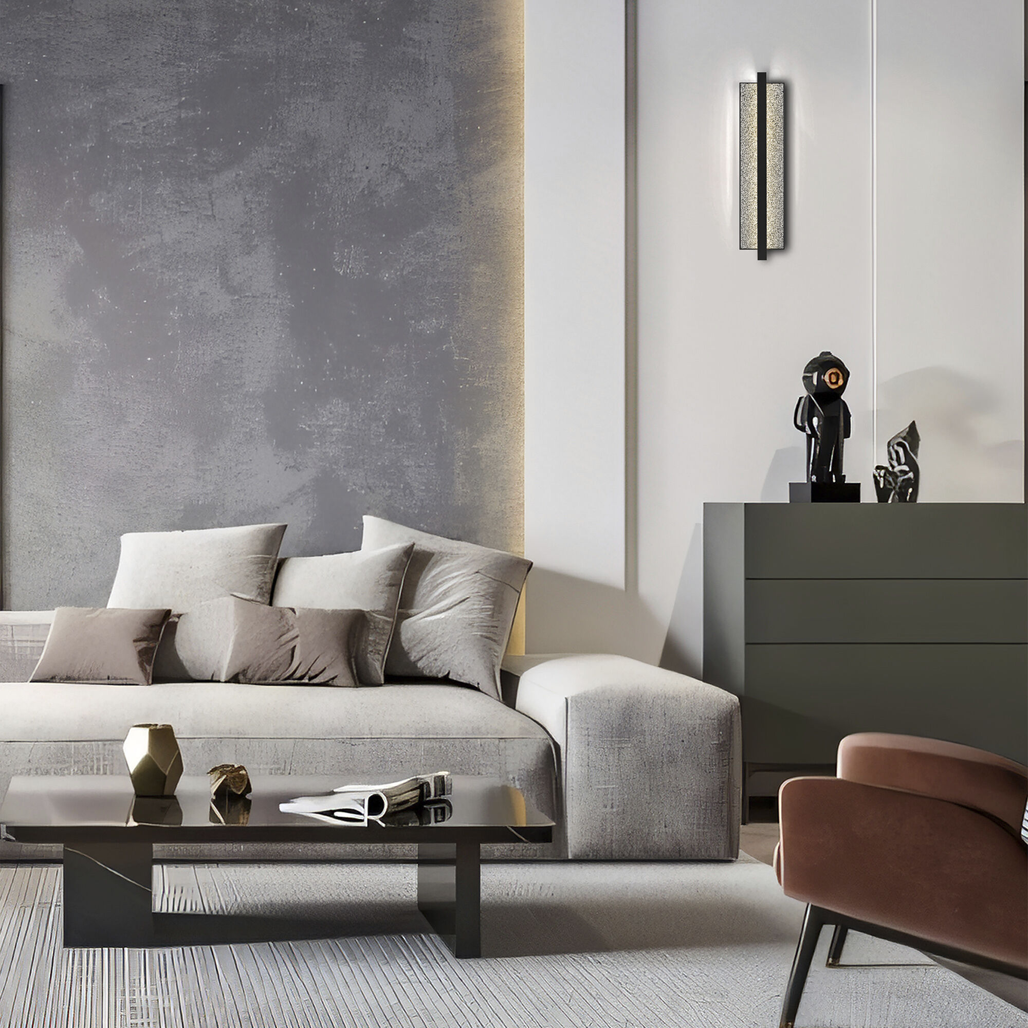 Seafoam LED 32 inch Sand Black Outdoor Wall Sconce